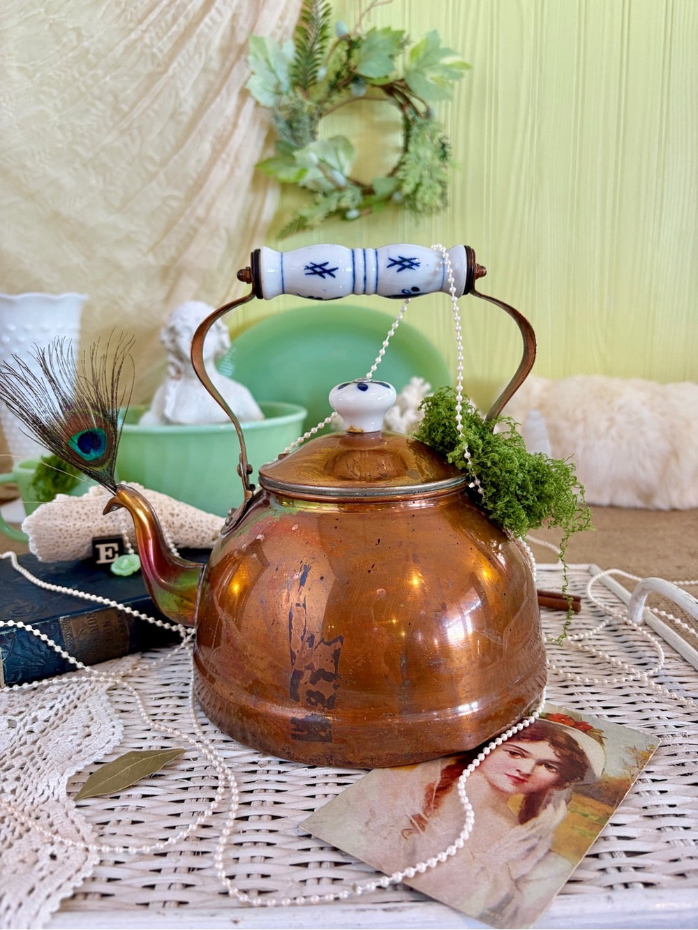 Vintage Copper Tea Kettle 🫖 Unique Honey Decor / Kitchen / Gift / Eclectic